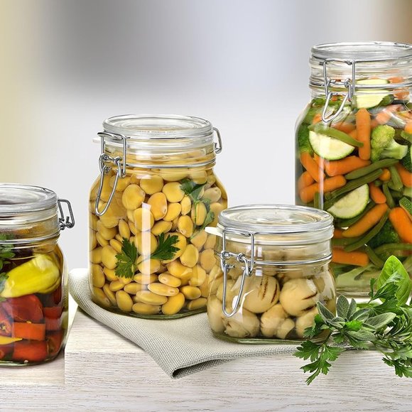 Bormioli Rocco Fido Quality Italian Glass Bottle Clear Canning Jar 25 1/4oz NEW - Picture 2 of 9